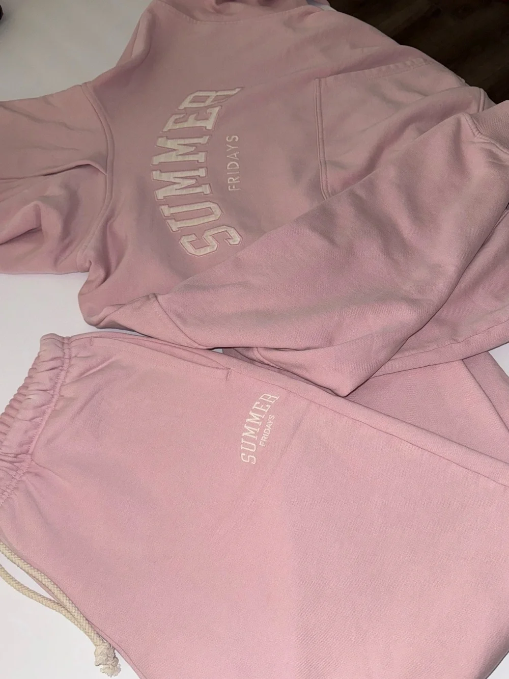 Summer Fridays Pink Hoodie and Joggers Set
